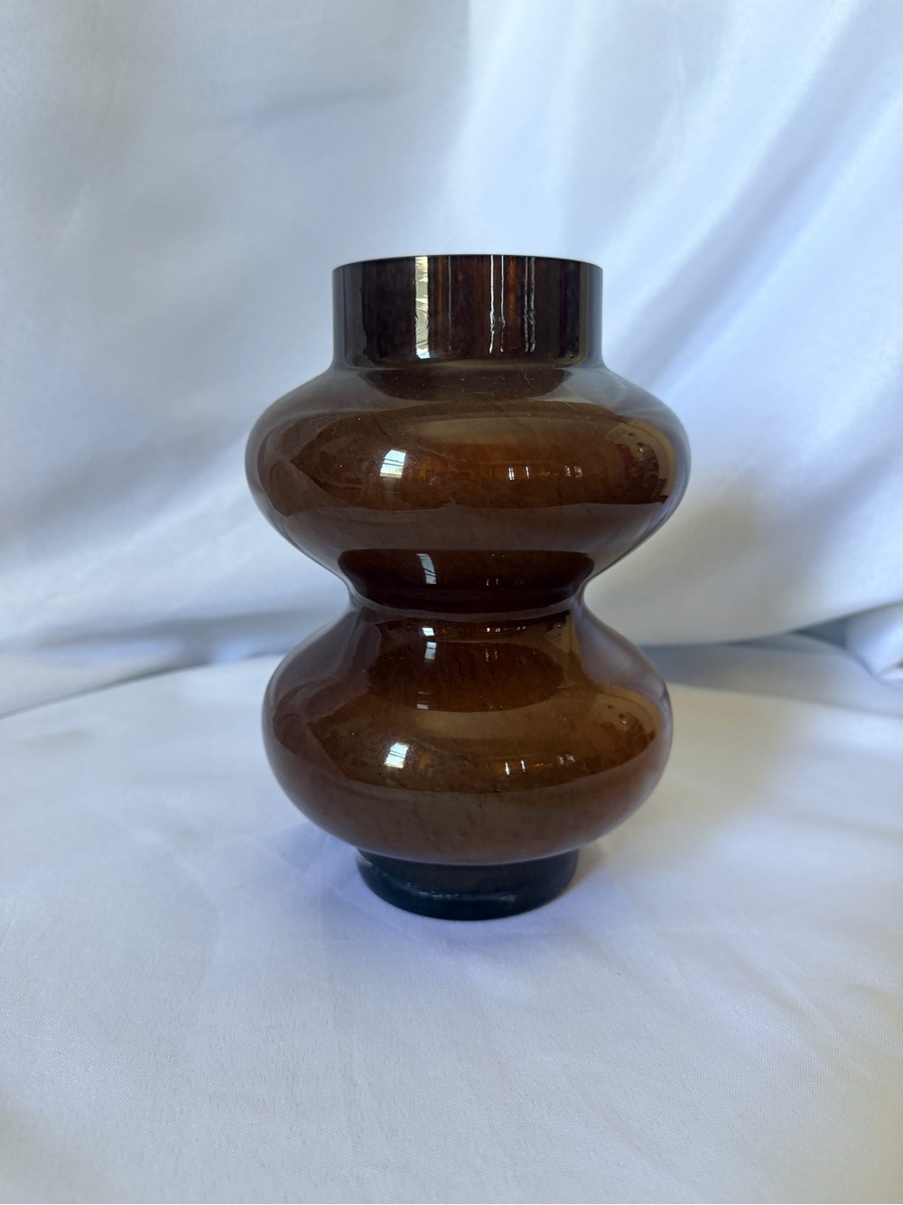 Brown Double-Bulb Glass Vase -